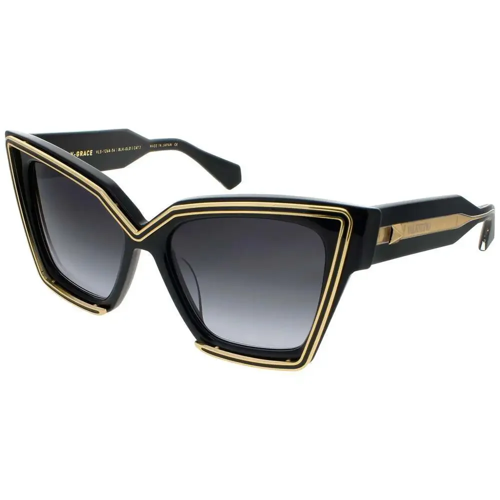 NWT Valentino V-GRACE-BLK - GLD Black Yellow 54mm Sunglasses